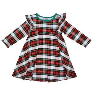 Free Birdees Holiday Christmas Plaid Bamboo Twirl Dress 3t
